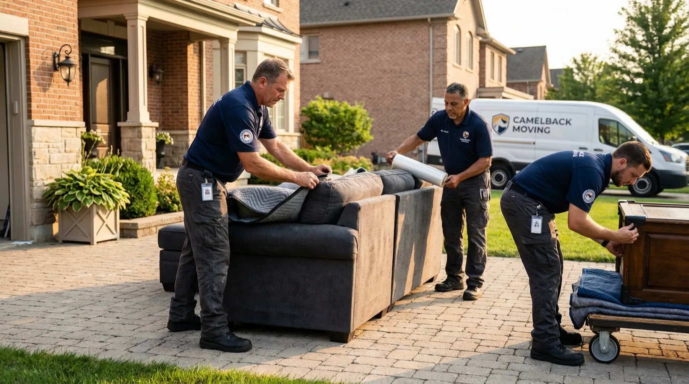 Large estate moving crew wrapping furniture in Elk Rapids, MI