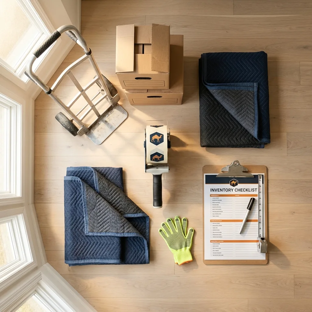 Professional moving supplies and packing materials layout for Elk Rapids residential relocations